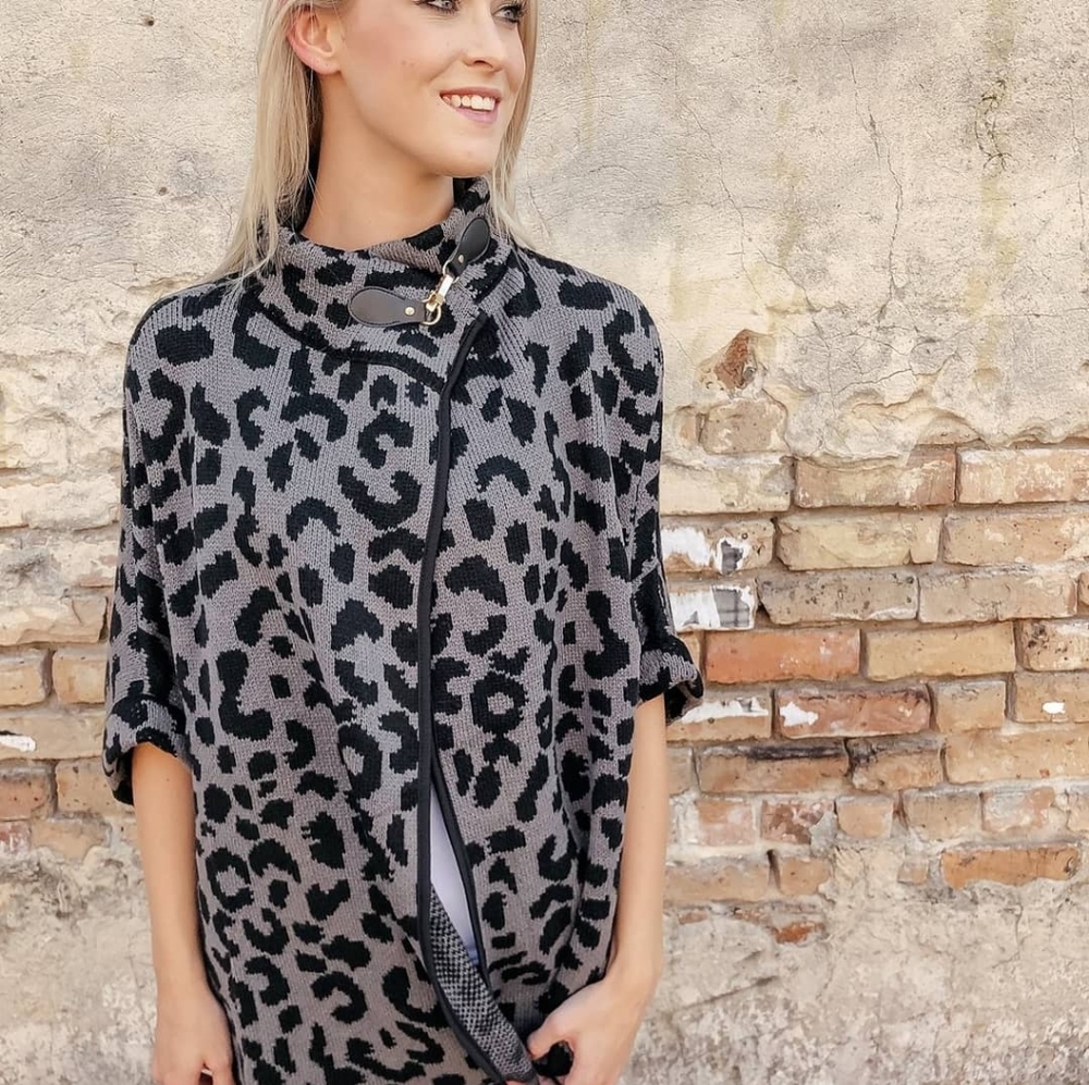 Leopard Print Gray Cape